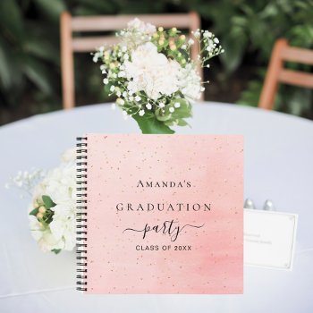 Guest Book Graduation Blush Pink Gold Name by Thunes at Zazzle