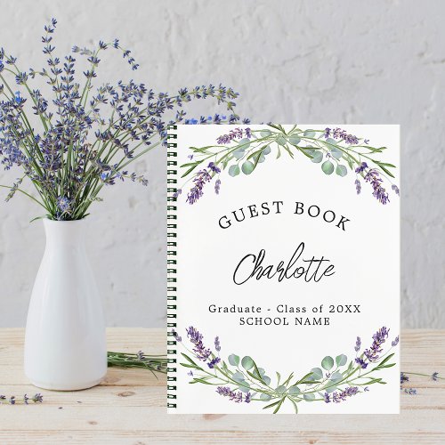 Guest book graduation lavender violet eucalyptus