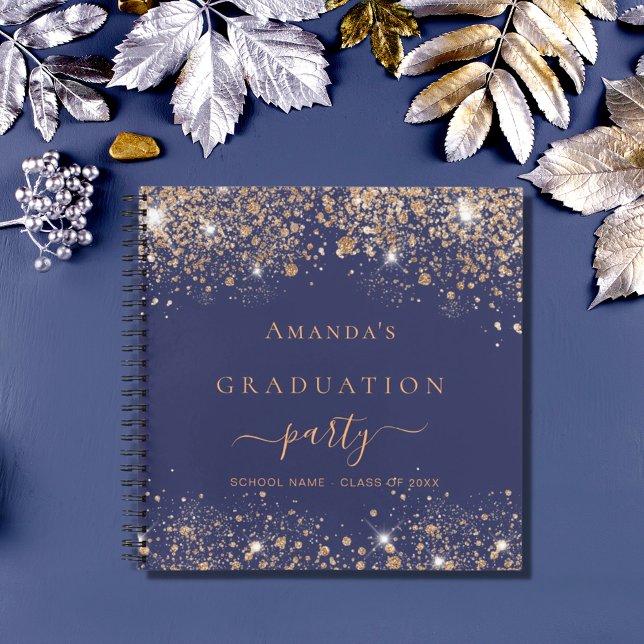Guest book graduation navy blue gold glitter 2026 (Creator Uploaded)
