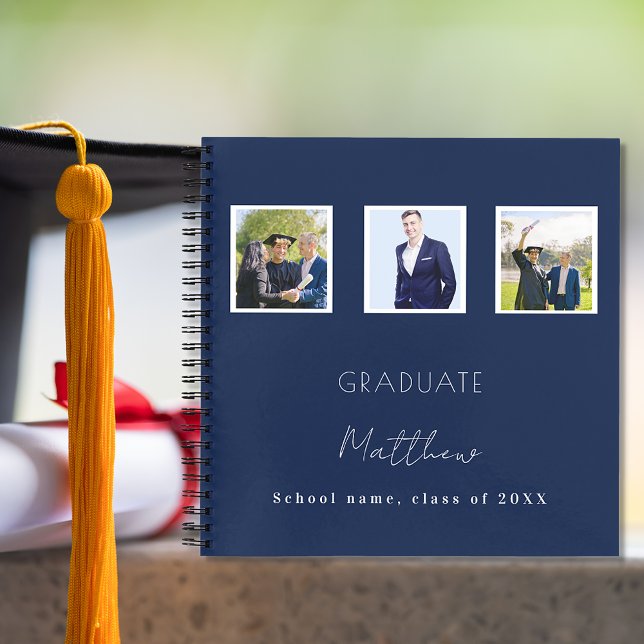 Guest book graduation navy blue white photo name (Creator Uploaded)
