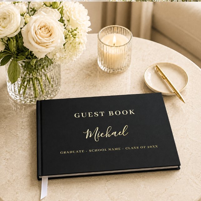 Guest book Graduation Party black gold (Creator Uploaded)