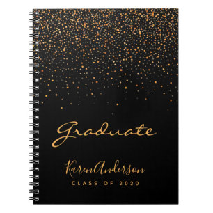 Guest book Graduation party graduate black gold
