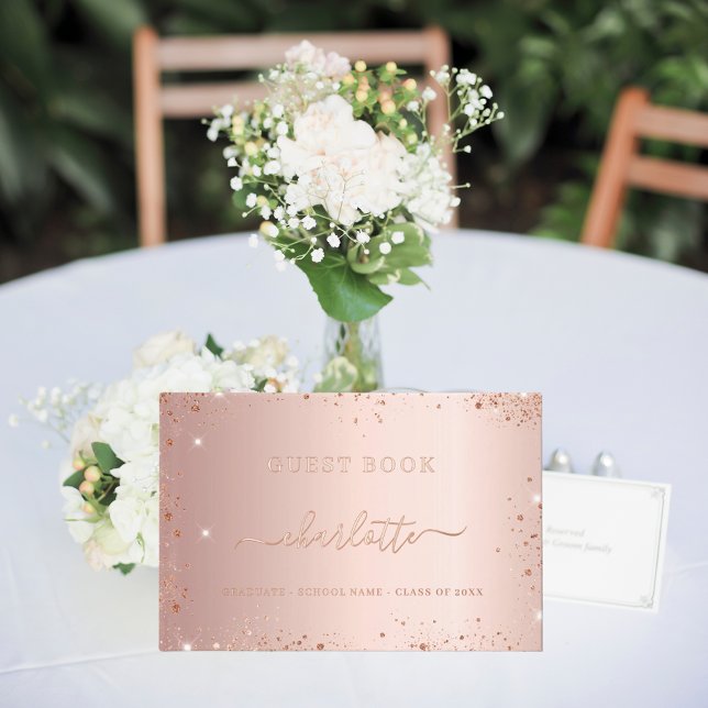 Guest book Graduation Party rose gold glitter (Creator Uploaded)