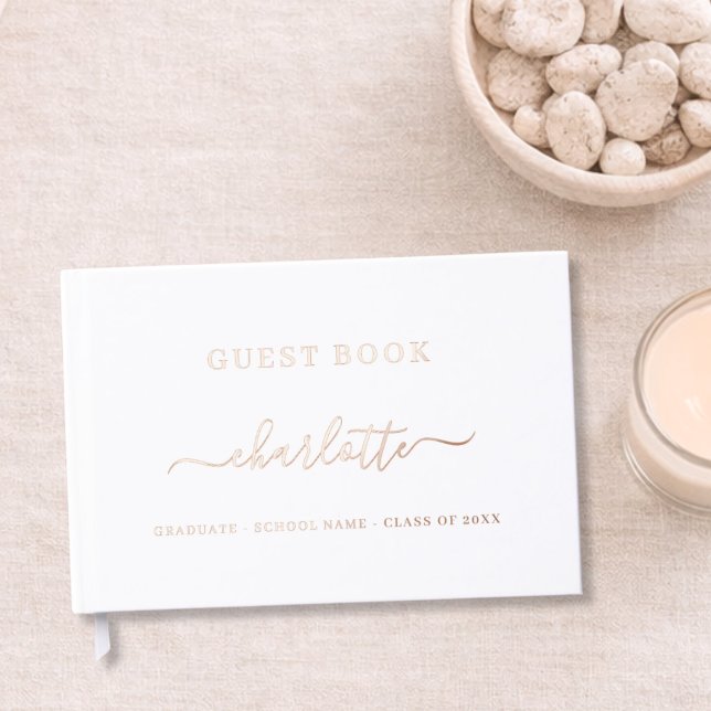 Guest book Graduation Party rose gold white (Creator Uploaded)