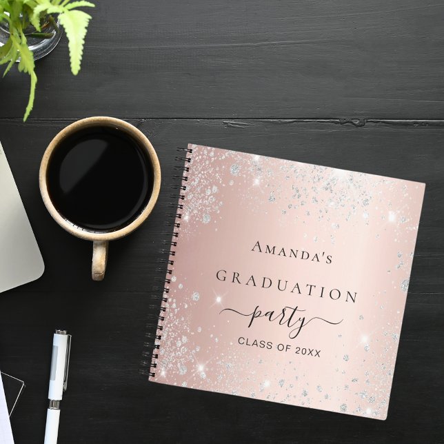 Guest book graduation rose gold silver glitter (Creator Uploaded)