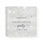 Guest book graduation silver glitter name 2025