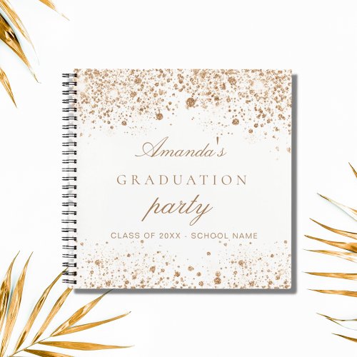 Guest book graduation white gold glitter 2024