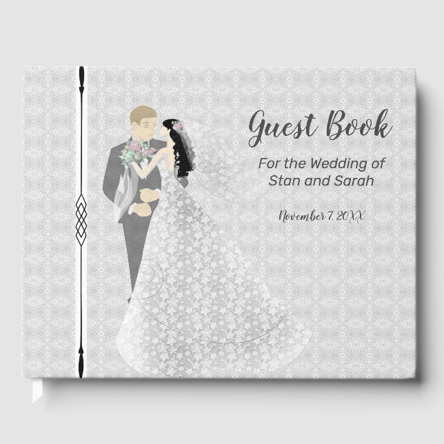 Guest Book Illustrated Bride & Groom (Front)