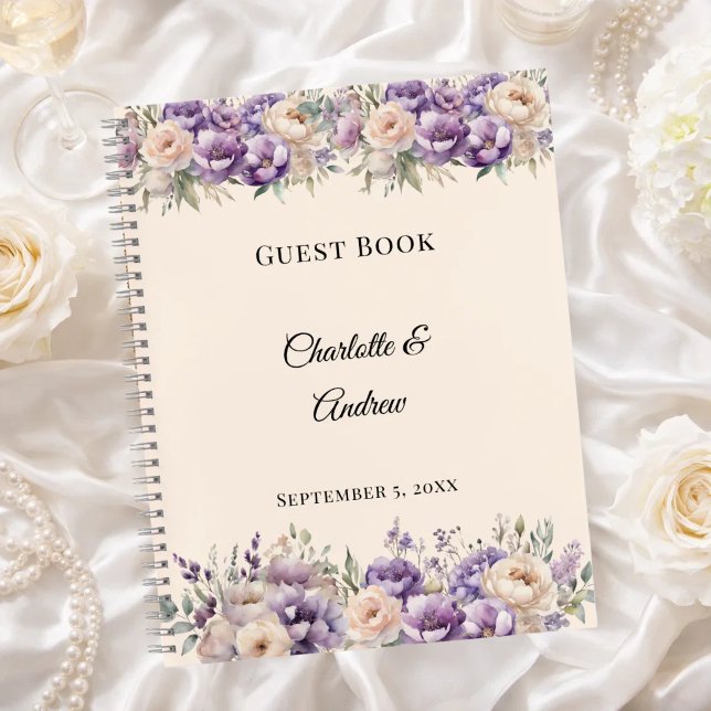 Guest Book lavender champagne floral wedding (Creator Uploaded)