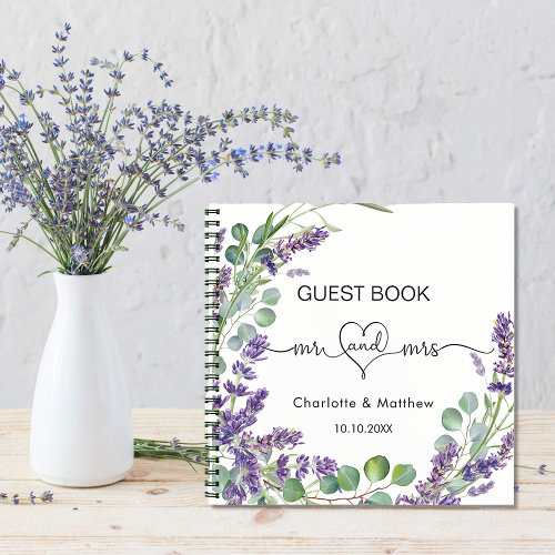 Guest book lavender eucalyptus mr mrs wedding 