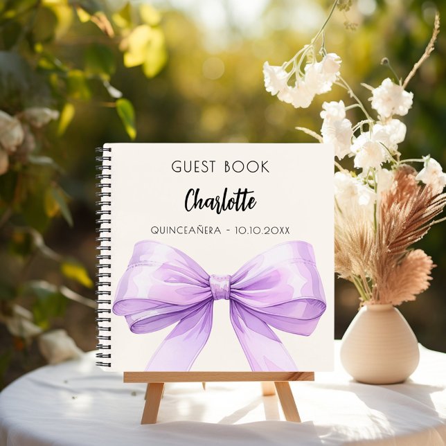 Guest book lavender violet cream bow Quinceanera (Creator Uploaded)