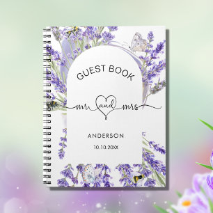 Guest book lavender violet florals mr mrs wedding