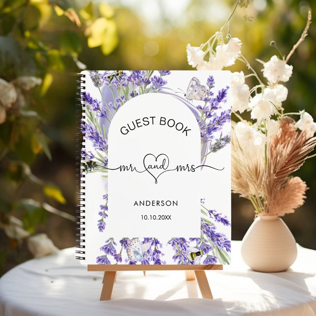 Guest book lavender violet florals mr mrs wedding  (Creator Uploaded)