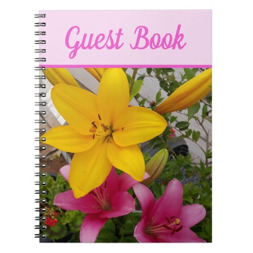 Guest Book Lily Beautiful Pink floral Flower
