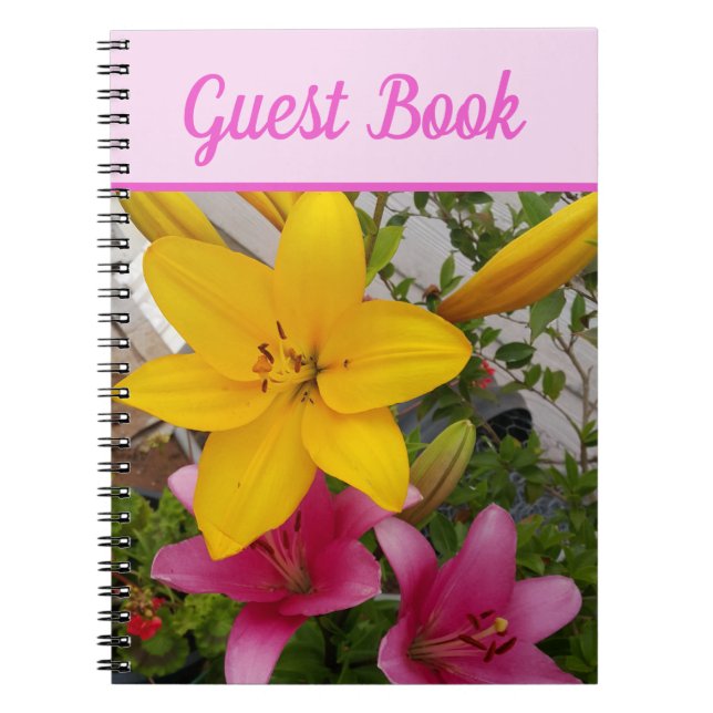 Guest Book Lily Beautiful Pink floral Flower (Front)