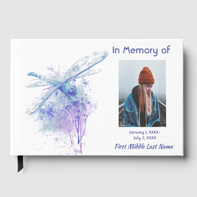 Guest Book Memorial Dragonfly Nature (Front)