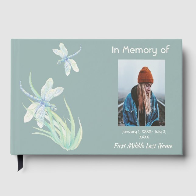 Guest Book Memorial Dragonfly Nature (Front)