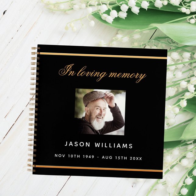 Guest book memorial funeral black gold photo (Creator Uploaded)
