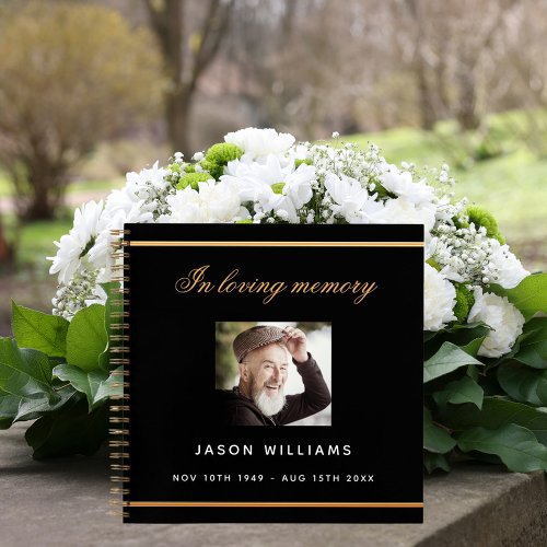 Guest book memorial funeral black photo prayer