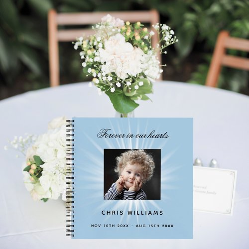 Guest book memorial funeral blue boy photo