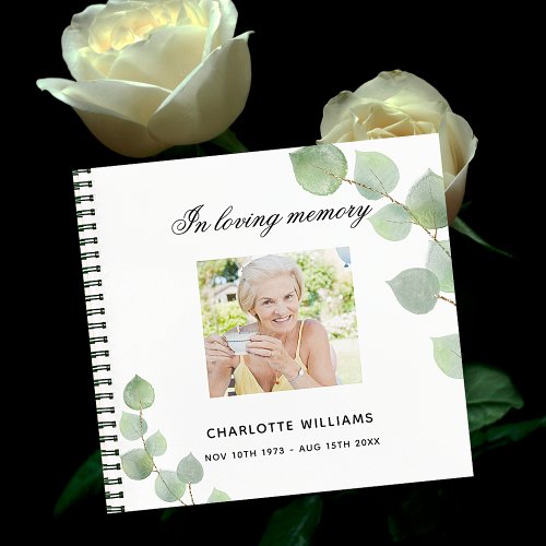 Guest book memorial funeral ecalyptus greenery