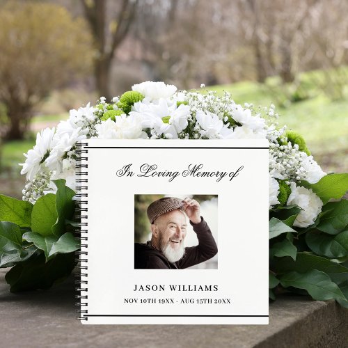 Guest book memorial funeral photo white black