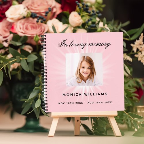 Guest book memorial funeral pink girl photo