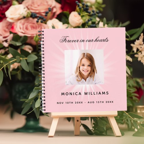 Guest book memorial funeral pink girl photo