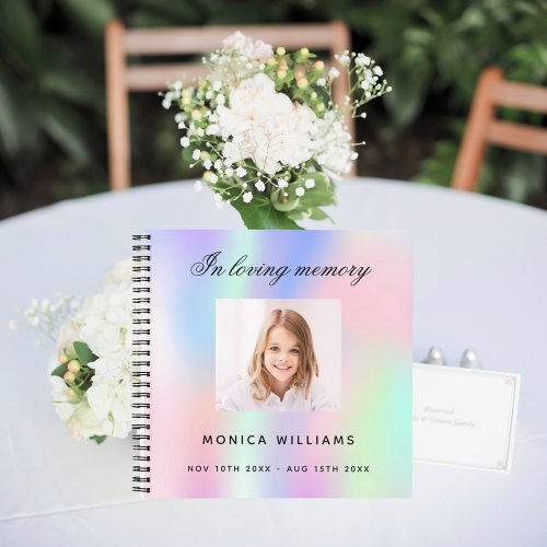 Guest book memorial funeral rainbow girl photo