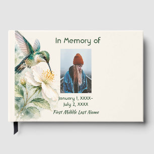 Guest Book Memorial Hummingbird Lavender Flowers