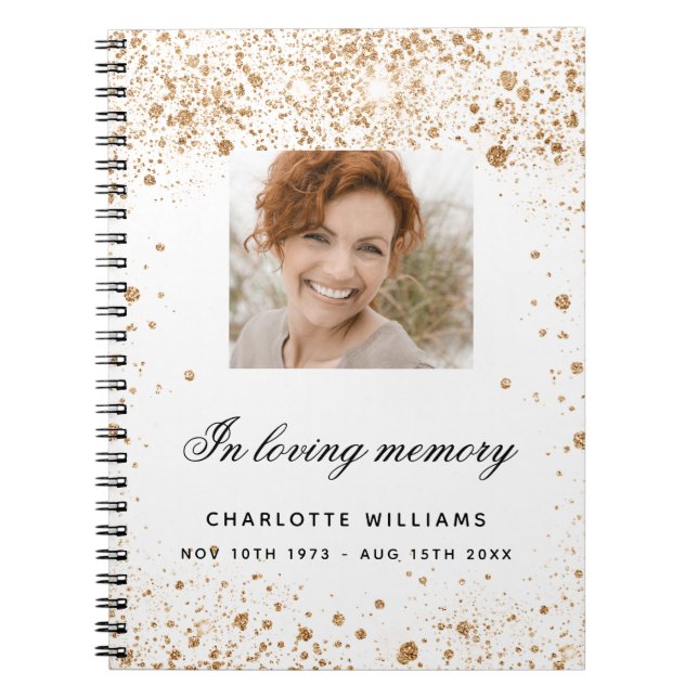 Guest book memorial white gold glitter photo (Front)