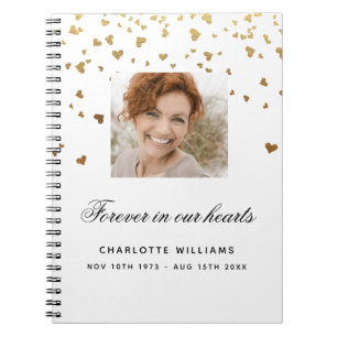 Guest book memorial white gold hearts photo