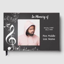 Guest Book Music Notes Musician Memorial