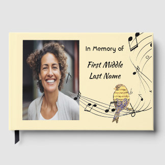 Guest Book Music Notes Song Bird Memorial