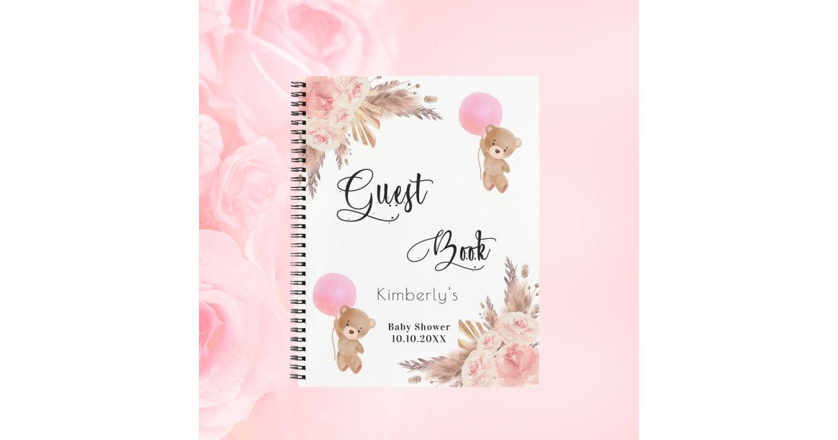 Pink Baby Shower Guest Book for Baby Girl