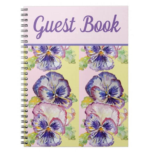 Guest Book Pansy Purple Flower Watercolour Art