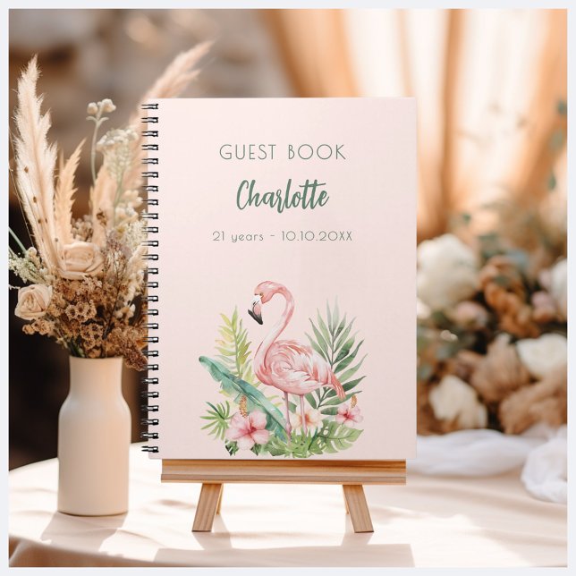 Guest book pink flamingo birthday party (Creator Uploaded)
