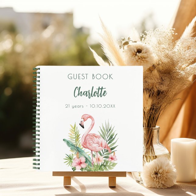 Guest book pink flamingo birthday party (Creator Uploaded)