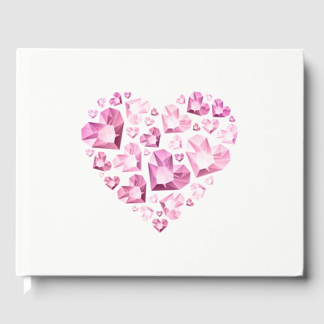 Guest Book-Pink Jeweled Heart Book (Front)