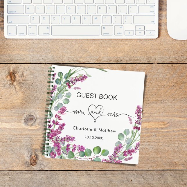 Guest book pink lavender greenery mr mrs wedding  (Creator Uploaded)
