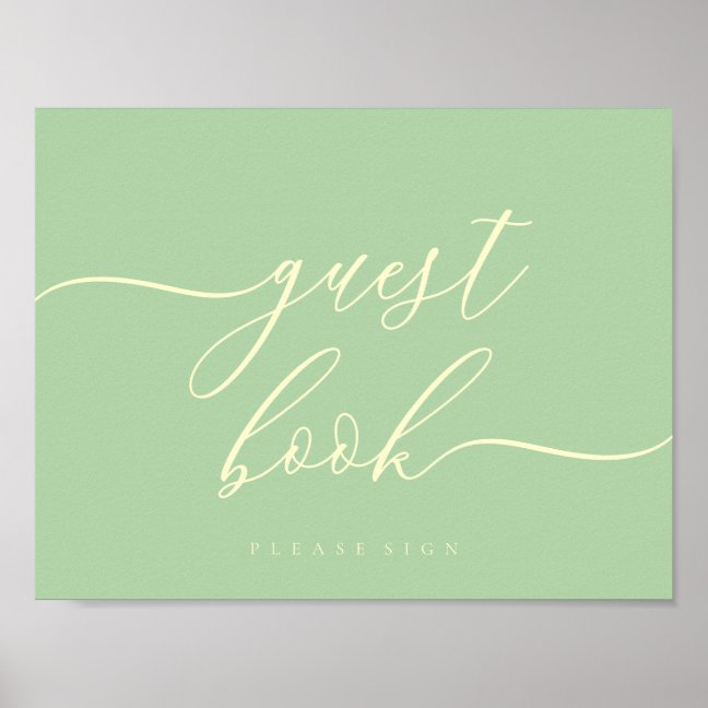 Guest Book Pistachio & Cream Simple Signature