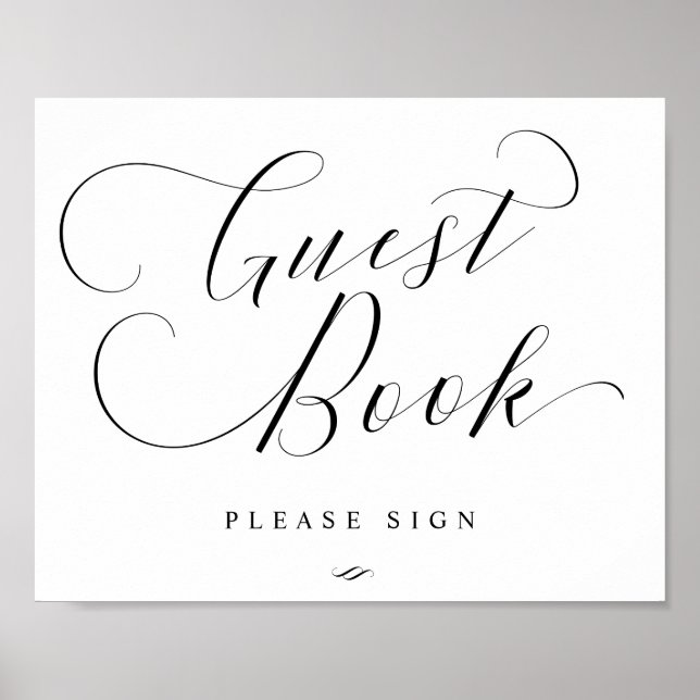 Guest Book Please Sign Elegant Calligraphy Wedding (Front)