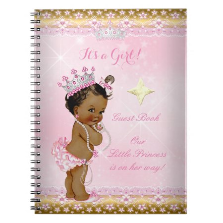 Guest Book Princess Baby Shower Pink Ethnic Girl