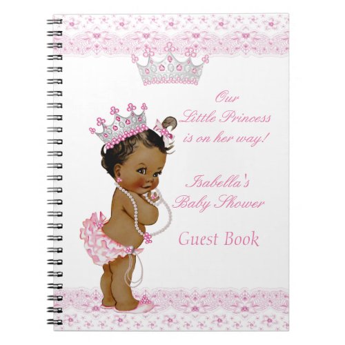 Guest Book Princess Baby Shower Pink White Ethnic
