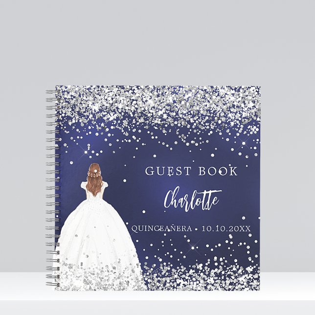 Guest book Quinceanera navy blue dress glitter (Creator Uploaded)