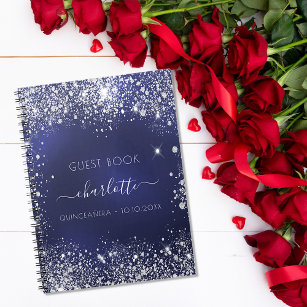  Quinceanera and Anniversary Guest Book w/ Flower