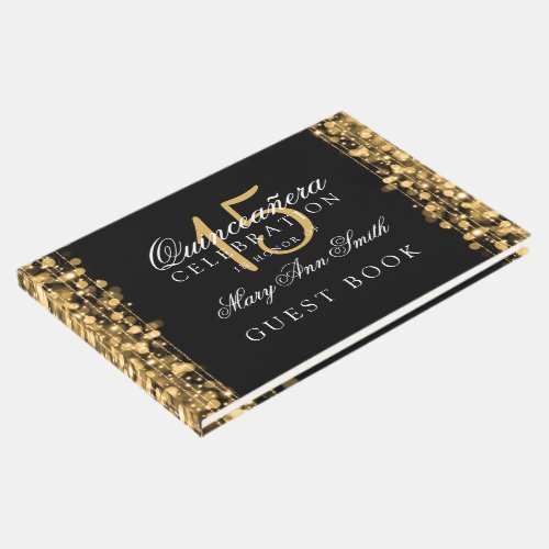 Guest Book Quinceanera  Party Sparkles Gold