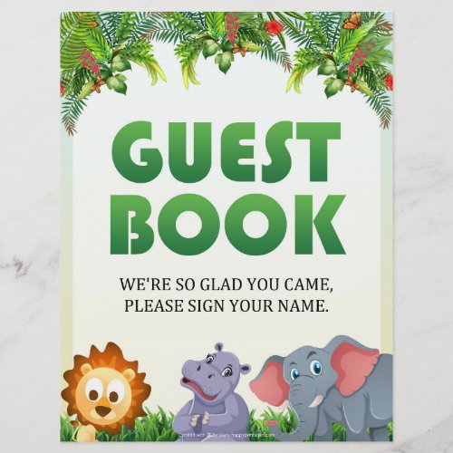 Guest Book Sign Animal Theme Letterhead