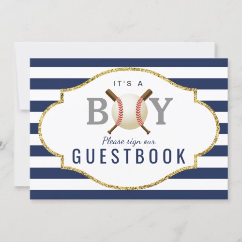 Guest Book Sign  Baseball Boy Baby Shower Invitation