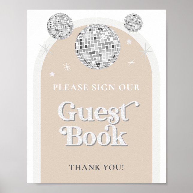 Guest Book Sign Disco Ball Baby Shower (Front)